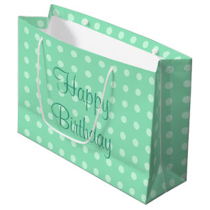 Rustikales Polka Dots Mint Grün Farbe glücklich  Große Geschenktüte