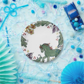 Rustikales Pony Horse Aquamarin farbenfroher Bauer Pappteller (Party)