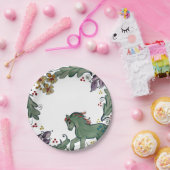 Rustikales Pony Horse Aquamarin farbenfroher Bauer Pappteller (Party)