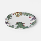 Rustikales Pony Horse Aquamarin farbenfroher Bauer Pappteller (Schrägansicht)