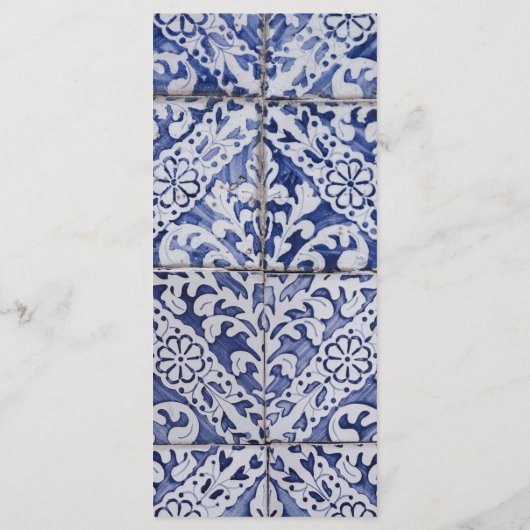 Rustikales portugiesisches Menü "Tiles Wedding" Menükarte (Rückseite)