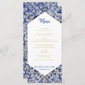 Rustikales portugiesisches Menü "Tiles Wedding" Menükarte (Vorne/Hinten)
