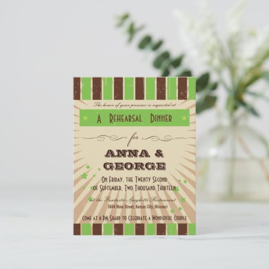 Rustikales Poster: Apple Green Probe Dinner Einladung (Stehend Vorderseite)