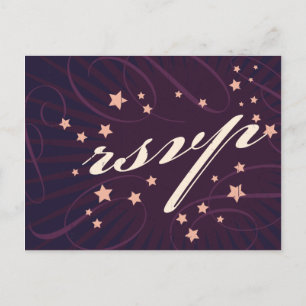Rustikales Poster: Aubergine-Lila Hochzeit-RSVP Einladungspostkarte