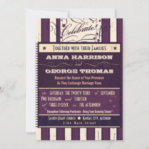 Rustikales Poster: Aubergine Traum Hochzeit indivi Einladung