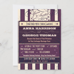 Rustikales Poster: Aubergine Traum Hochzeit indivi Einladung