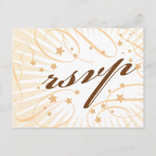 Rustikales Poster: Cream & Brown Wedding RSVP Einladungspostkarte