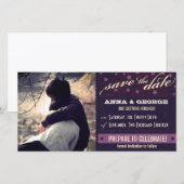 Rustikales Poster: Der Traum von Eggplant Save the Date (Vorne/Hinten)