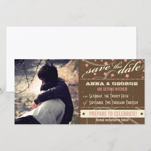 Rustikales Poster: Erdbeermousse Save the Date (Vorne/Hinten)