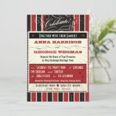 Rustikales Poster: Red & Black Custom Wedding Einladung (Stehend Vorderseite)
