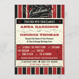 Rustikales Poster: Red & Black Custom Wedding Einladung