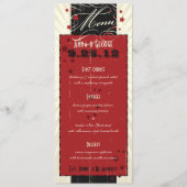 Rustikales Poster: Red & Black Custom Wedding Menu Menükarte (Vorderseite)
