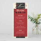 Rustikales Poster: Red & Black Custom Wedding Menu Menükarte (Stehend Vorderseite)