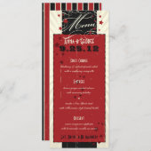 Rustikales Poster: Red & Black Custom Wedding Menu Menükarte (Vorne/Hinten)
