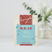 Rustikales Poster: Rot, Weiß und Blau Hochzeit RSV Einladung (Stehend Vorderseite)