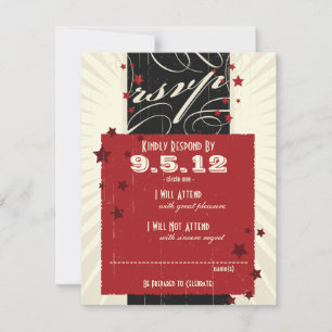 Rustikales Poster: Rote & Schwarze Hochzeits-RSVP RSVP Karte