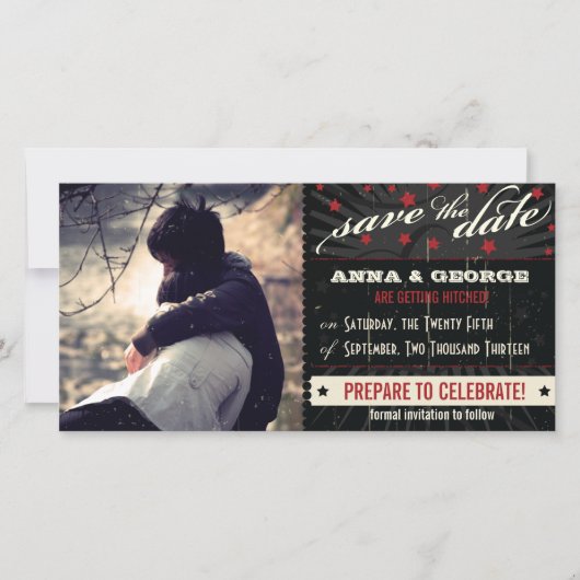 Rustikales Poster: Rotes & Schwarzes Save-the-Date Save The Date (Vorderseite)