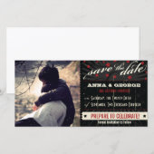 Rustikales Poster: Rotes & Schwarzes Save-the-Date Save The Date (Vorne/Hinten)