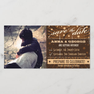 Rustikales Poster: Save the Date Creme & Brown Cus
