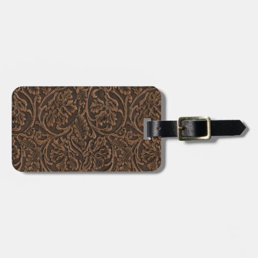 Rustikales prägeartiges Leder Gepäckanhänger (Vorderseite horizontal)