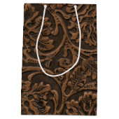 Rustikales prägeartiges Leder Mittlere Geschenktüte (Rückseite)