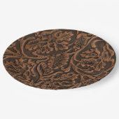 Rustikales prägeartiges Leder Pappteller (Schrägansicht)