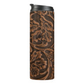 Rustikales prägeartiges Leder Thermosbecher (Nach rechts gedreht)