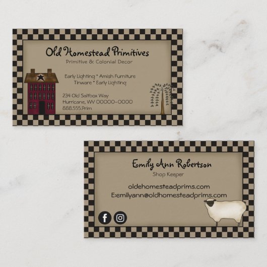 Rustikales primitives Rotes Salzwasser Willow Tree Visitenkarte (Vorne/Hinten)