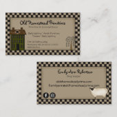 Rustikales primitives Saltbox Willow Tree Country Visitenkarte (Vorne/Hinten)