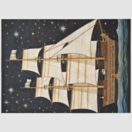 Rustikales, primitives Tallschiff bei nächtlicher  Seidenpapier