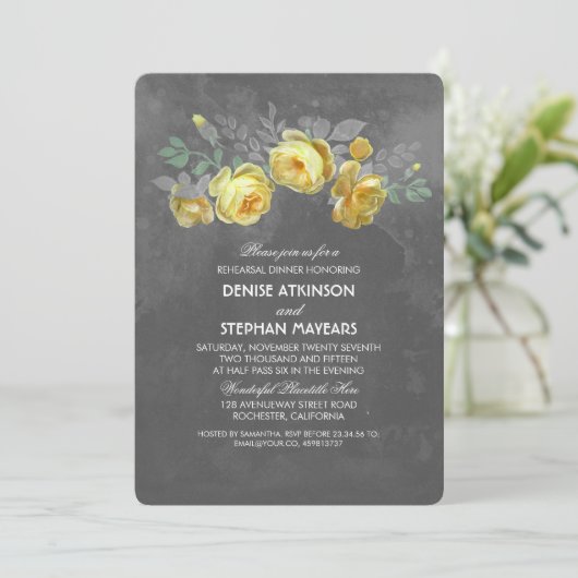 Rustikales Probe Chalkboard Einladung (Stehend Vorderseite)