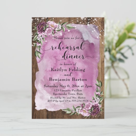 Rustikales Probe-Dinner Einladung (Stehend Vorderseite)