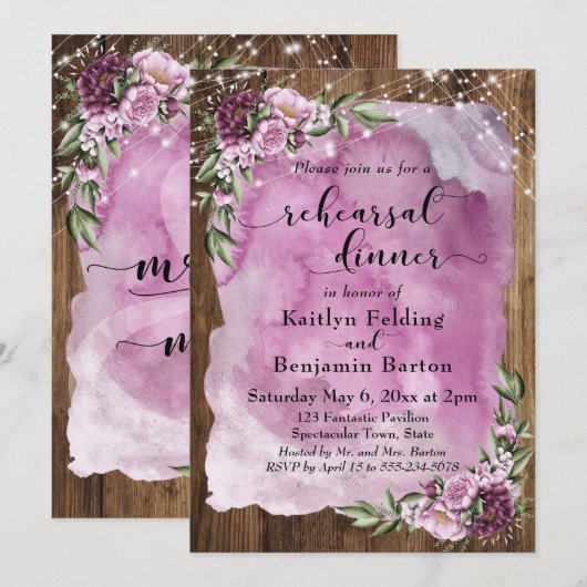 Rustikales Probe-Dinner Einladung (Vorne/Hinten)