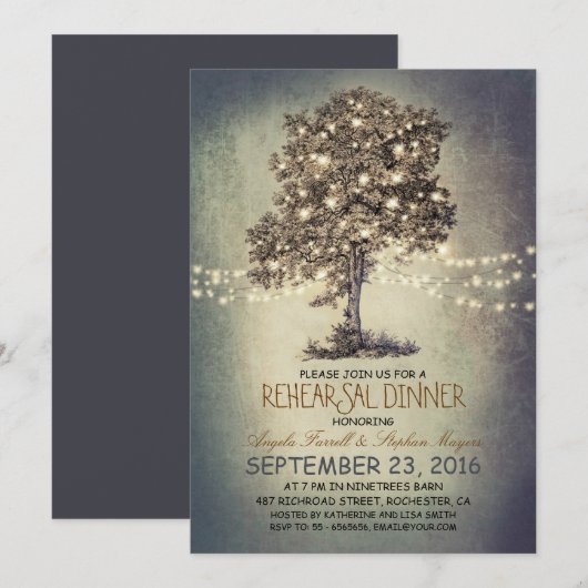 Rustikales Probe-Dinner Einladung (Vorne/Hinten)