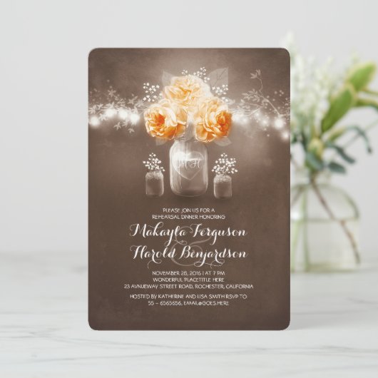 rustikales Probe-Dinner Einladung (Stehend Vorderseite)