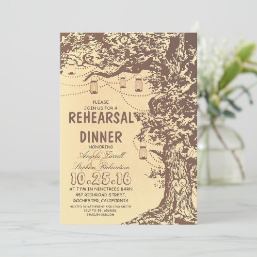 Rustikales Probe-Dinner Einladung (Stehend Vorderseite)