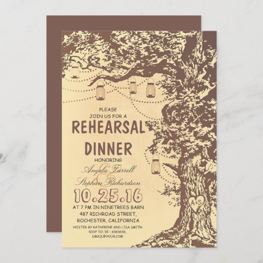 Rustikales Probe-Dinner Einladung (Vorne/Hinten)