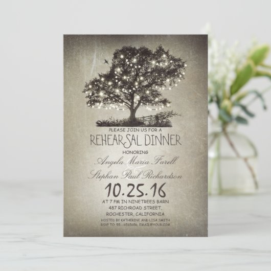 Rustikales Probe-Dinner Einladung (Stehend Vorderseite)