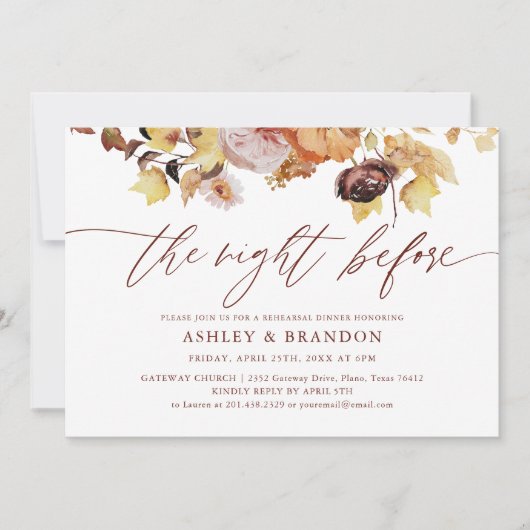 Rustikales Probe-Dinner Einladung (Vorderseite)