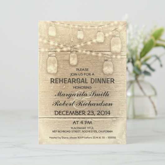 rustikales Probe Dinner Einladung (Stehend Vorderseite)