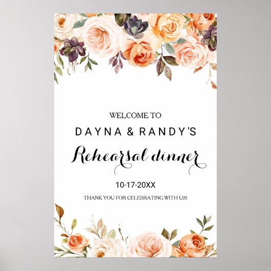 Rustikales Probe-Dinner im Herbst Willkommen Poster (Vorne)