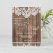 Rustikales Probe-Dinner mit weißem Lace und Holz l Einladung (Stehend Vorderseite)