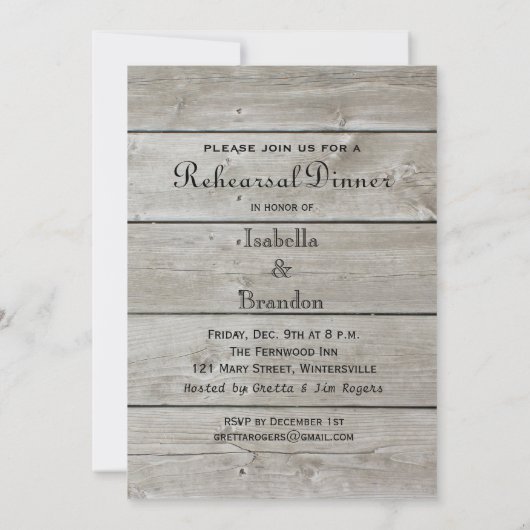 Rustikales Probe Dinner Zeit zum Trinken Champagne Einladung (Rückseite)