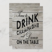 Rustikales Probe Dinner Zeit zum Trinken Champagne Einladung (Vorne/Hinten)