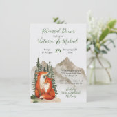 Rustikales Probe Forest Fox Abendessen Einladung (Stehend Vorderseite)