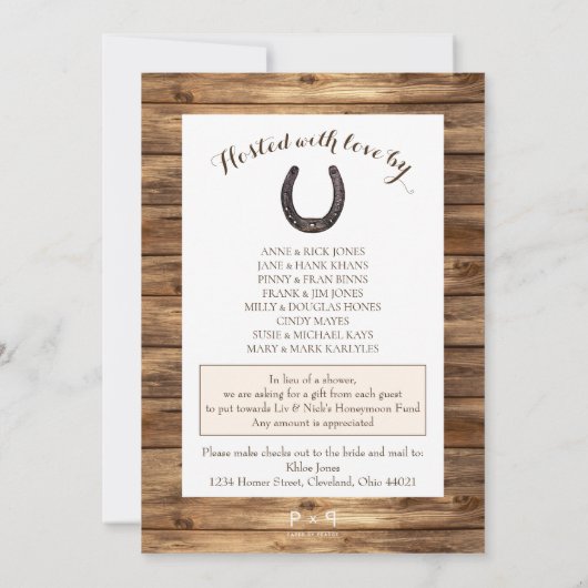 Rustikales Probe Hochzeitsessen Einladung (Rückseite)