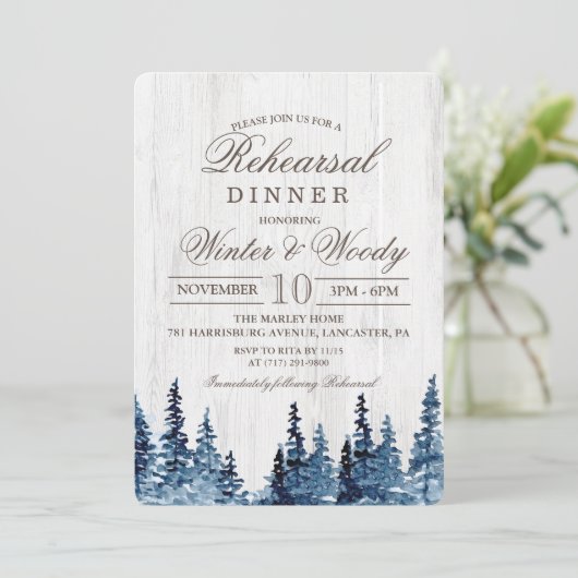 Rustikales Probe Holzbaum Einladung (Stehend Vorderseite)