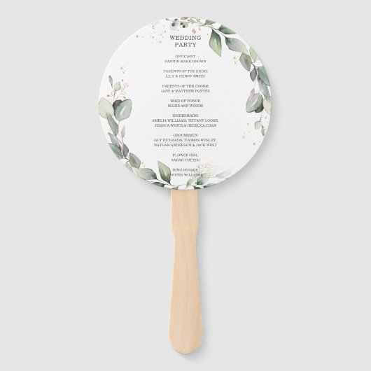 Rustikales Programm für die Hochzeitsfeier im Grün Fächer (Rückseite)
