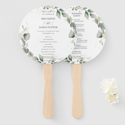 Rustikales Programm für die Hochzeitsfeier im Grün Fächer (Vorne und Hinten)