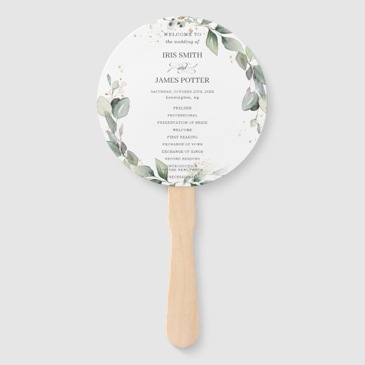 Rustikales Programm für die Hochzeitsfeier im Grün Fächer (Vorderseite)
